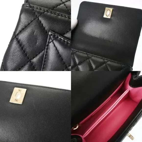 Chanel Black Quilted Chèvre Extra Mini Rainbow Coco Handle Flap Gold Hardware - Picture 10 of 12